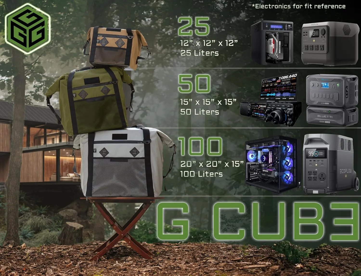 ~ G CUBƎ 50 Faraday Bag for Small to Medium Generators and Electronics ~ Protects Against EMP/CME/EMF/RF ~ Diamond Form Farday Lined Interior ~ Coyote Brown