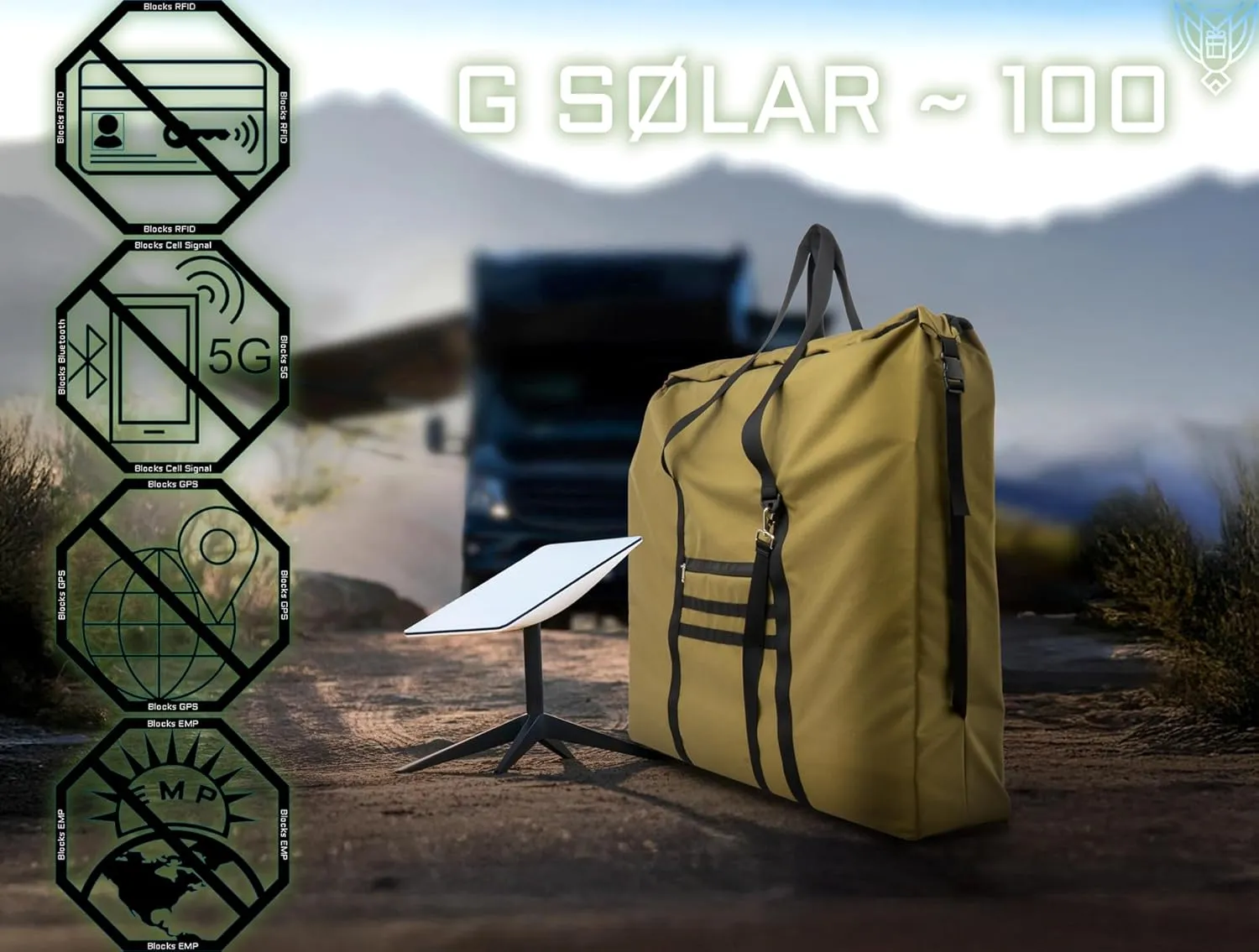~ G SØLAR 180 Faraday Bag ~ Protects Against EMP/CME/EMF/RF ~ Diamond Form Farday Lined Interior