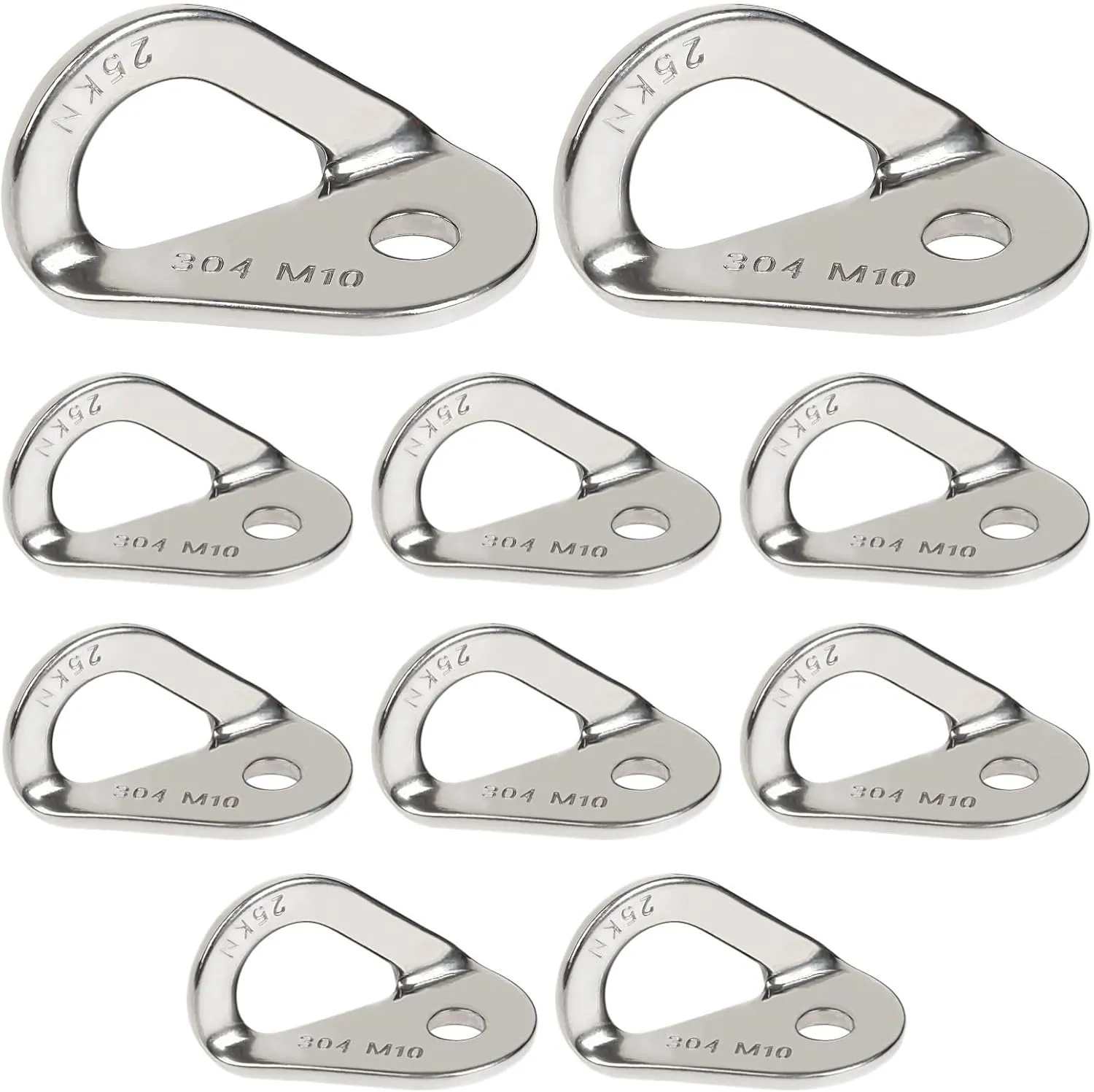 10 Pack of 304 Stainless Steel Climbing Bolt Hangers, Heavy Duty, 25 Kn Strength for Rock Climbing, Caving, Mountaineering
