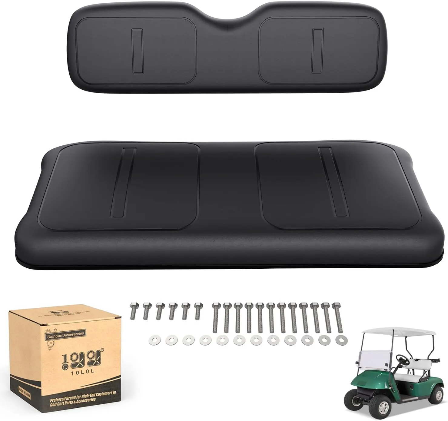 10L0L 10L0L Golf Cart Replacement, Golf Cart Front Seat Bottom & Back Assembly for EZGO TXT 1994-2013 Factory Style Including Seat Cushion and Backrest Pad (Black)