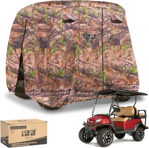 10L0L 2/4/4 2 Passenger Golf Cart Cover Fits for Yamaha EZGO Club Car, 420D Waterproof Durable Polyester Golf Cart Cover with Three Zipper Doors Windproof Sunproof - Black/Army Green/Sliver
