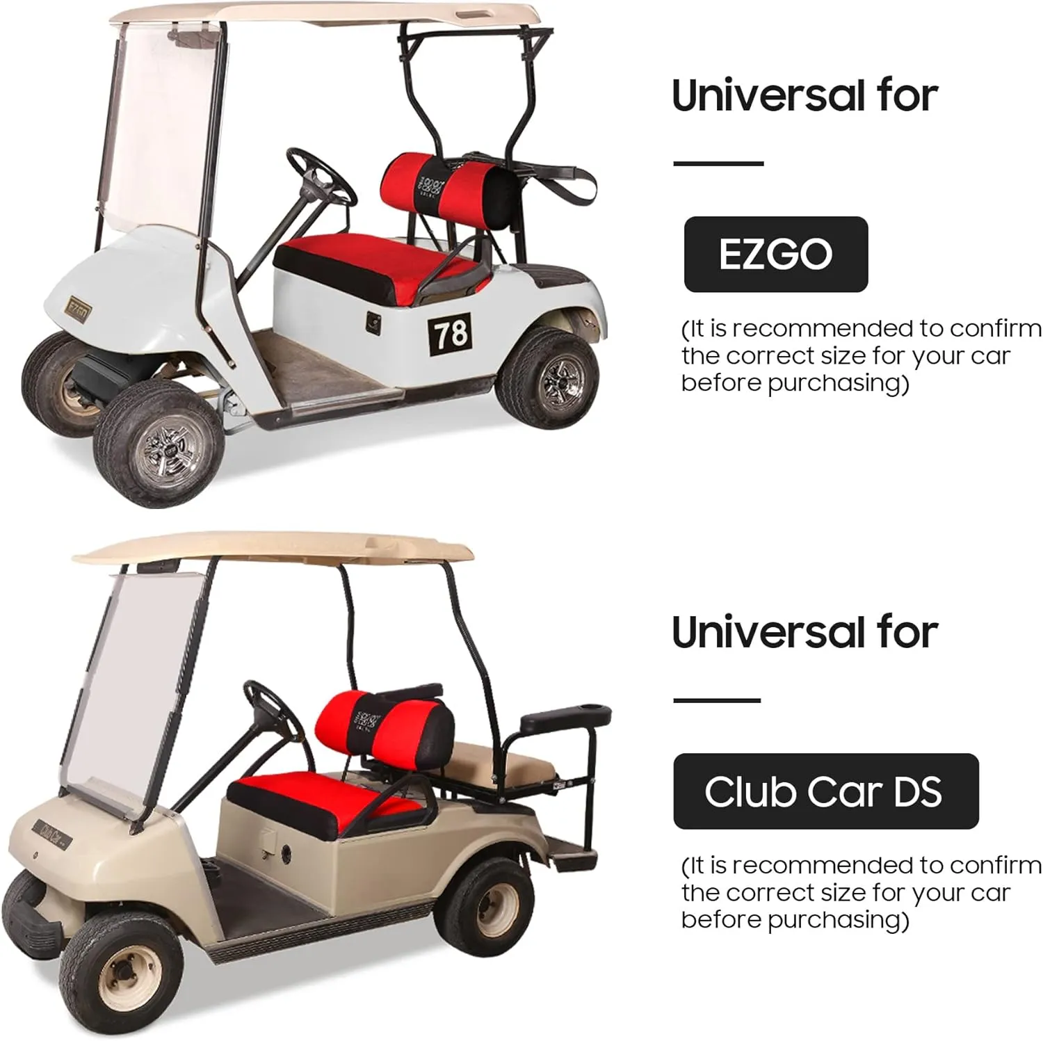 10L0L Elastic Golf Cart Seat Covers for EZGO TXT RXV, Club Car DS and Most Original Front Seat, Sandwich Material, A Perfect Balance of Warmth in Winter and Cooling in Summer
