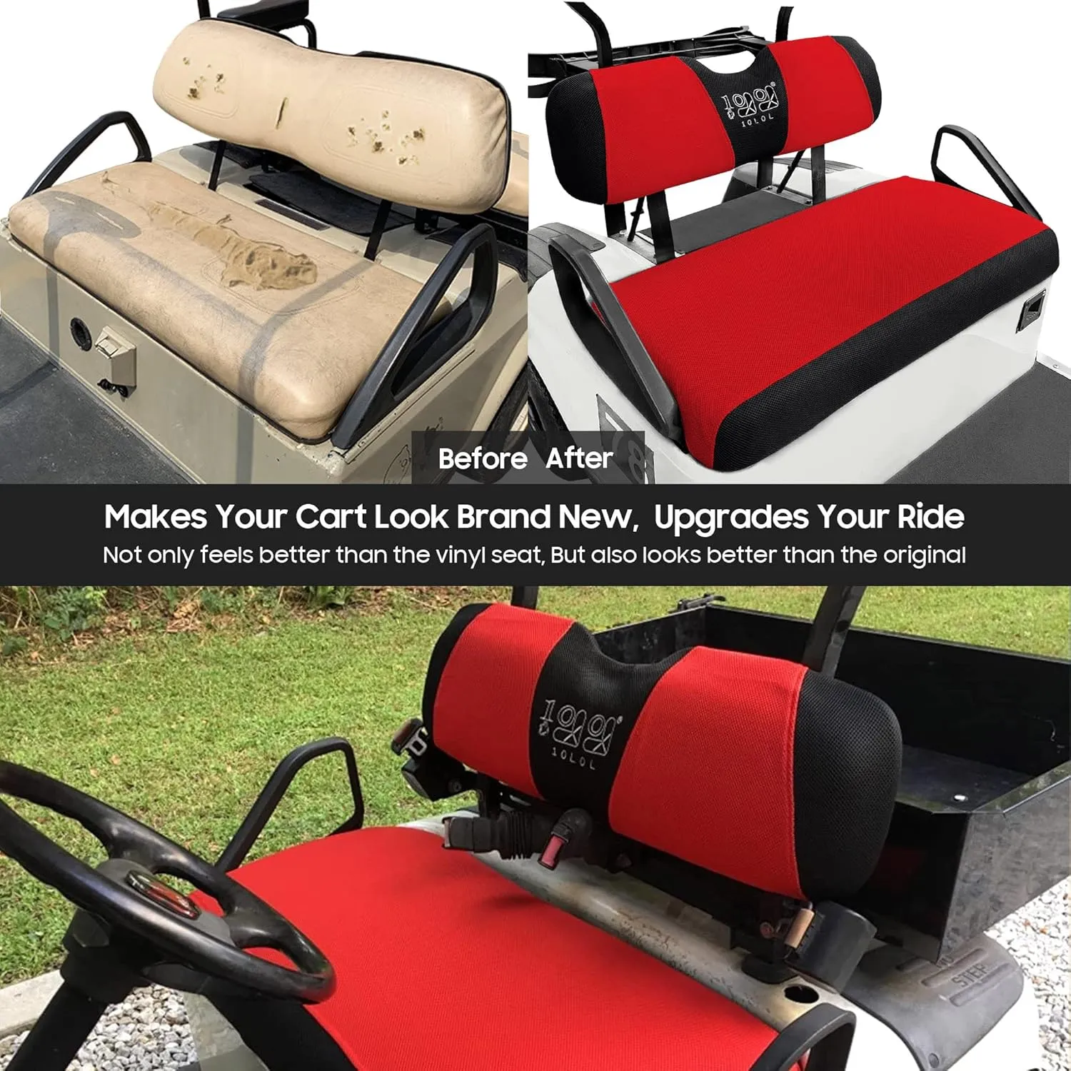 10L0L Elastic Golf Cart Seat Covers for EZGO TXT RXV, Club Car DS and Most Original Front Seat, Sandwich Material, A Perfect Balance of Warmth in Winter and Cooling in Summer