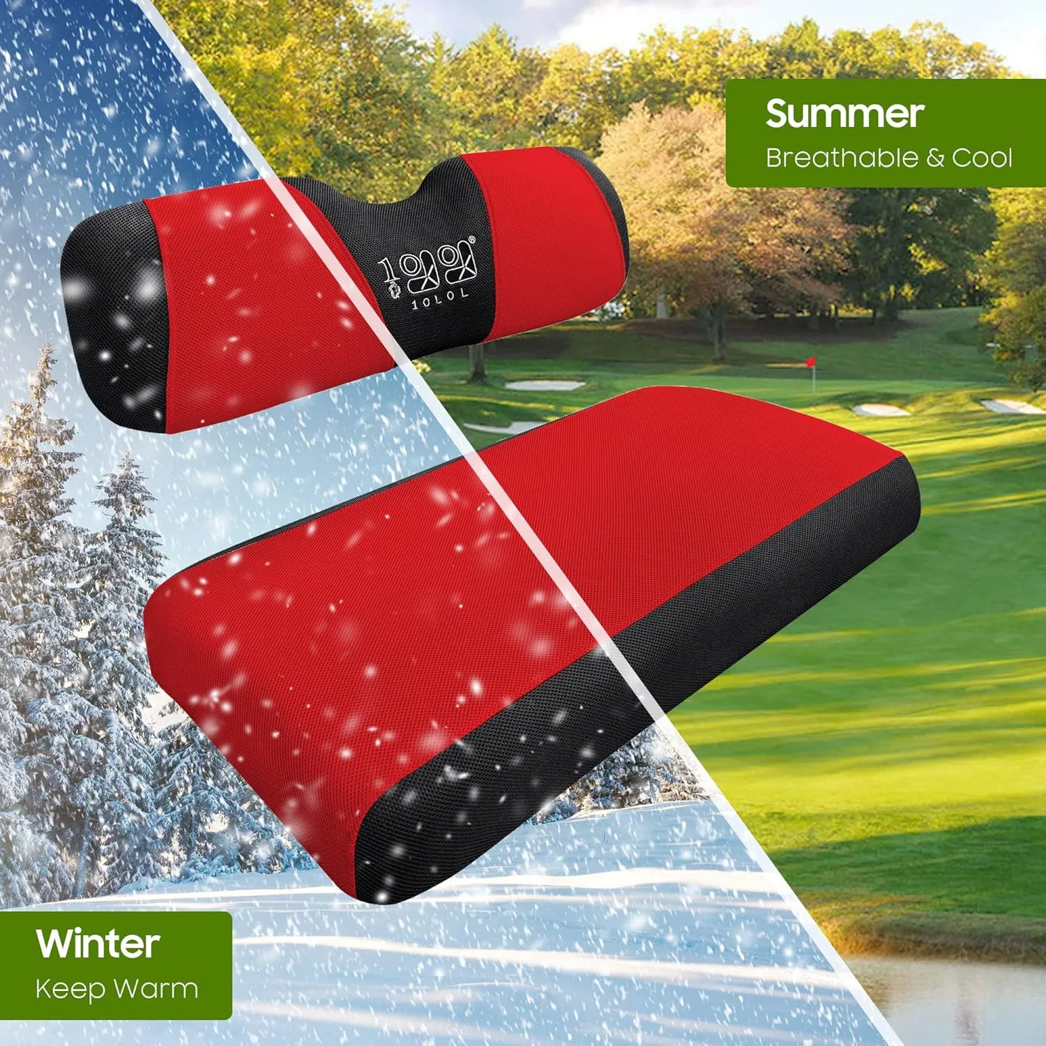 10L0L Elastic Golf Cart Seat Covers for EZGO TXT RXV, Club Car DS and Most Original Front Seat, Sandwich Material, A Perfect Balance of Warmth in Winter and Cooling in Summer