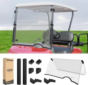 10L0L Golf Cart Windshield for EZGO RXV 2008-up Upgrade Thickened Fold Down Windshields Anti-UV Impact Resistant - 38.18" W X 32.5" H