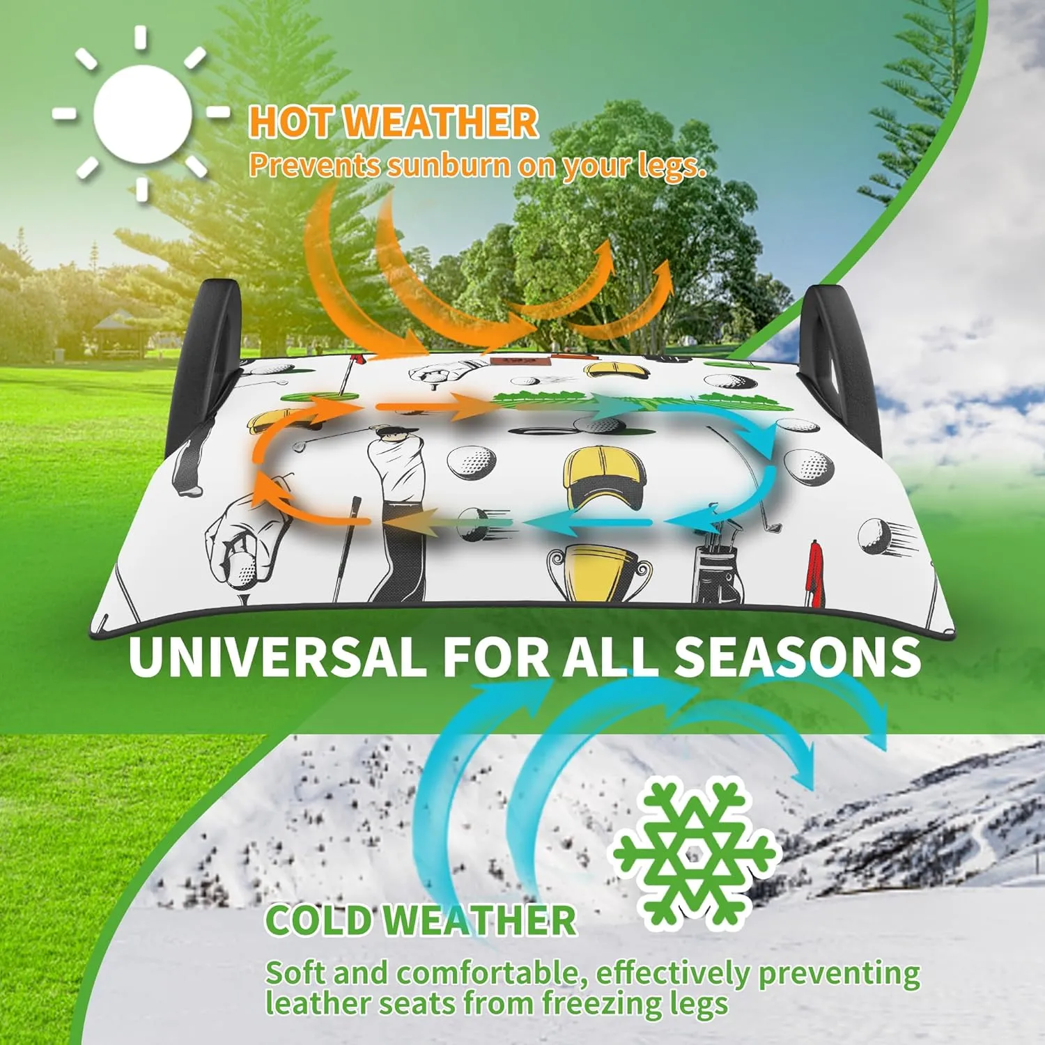 10L0L Universal Golf Cart Seat Cover Blanket Cushion Cover for EZGO TXT RXV/Club Car DS Precedent, Seat Towel for 2/4 Person Seats Suitable for All Weather