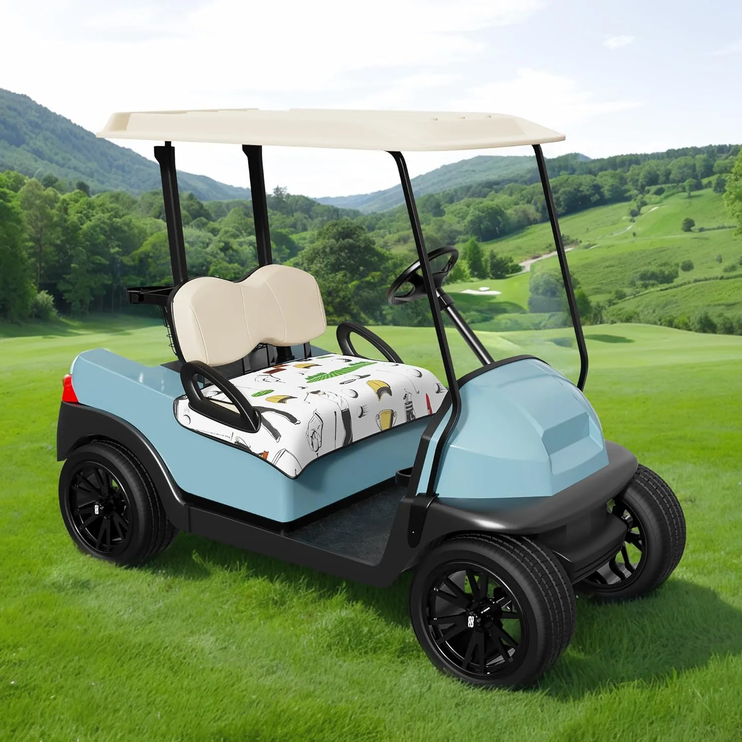 10L0L Universal Golf Cart Seat Cover Blanket Cushion Cover for EZGO TXT RXV/Club Car DS Precedent, Seat Towel for 2/4 Person Seats Suitable for All Weather