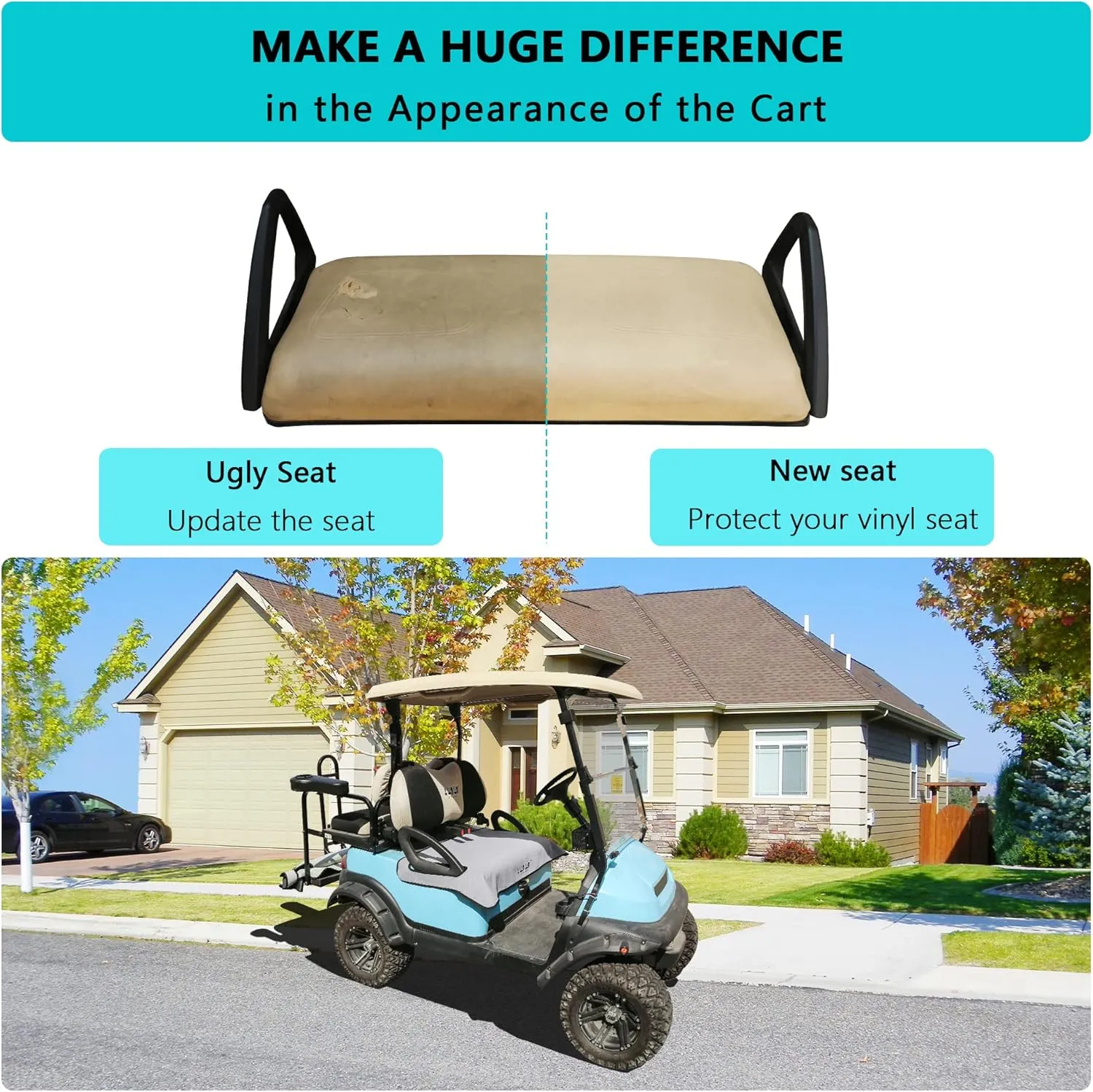 10L0L Universal Golf Cart Seat Cover Blanket Cushion Cover for EZGO TXT RXV/Club Car DS Precedent, Seat Towel for 2/4 Person Seats Suitable for All Weather