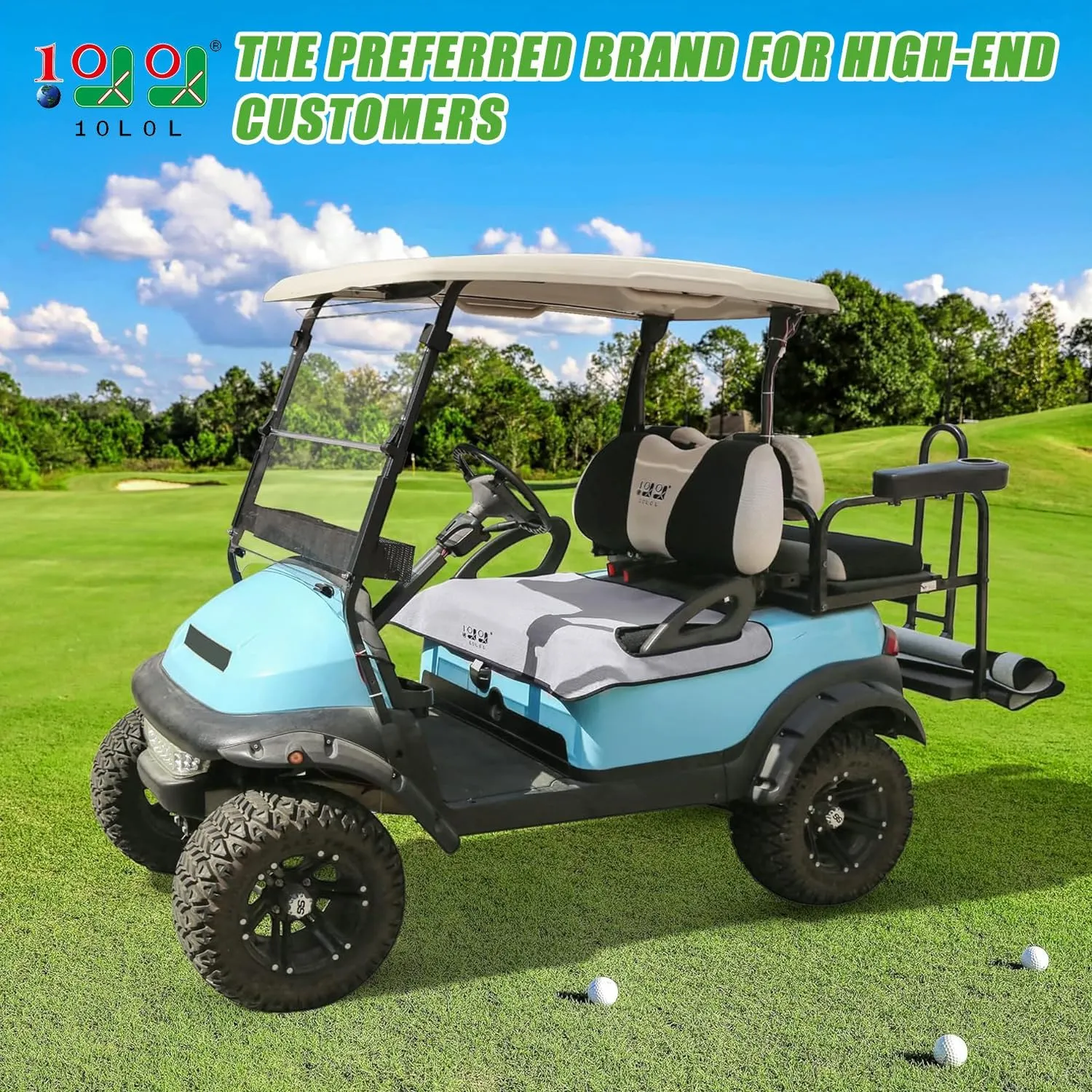10L0L Universal Golf Cart Seat Cover Blanket Cushion Cover for EZGO TXT RXV/Club Car DS Precedent, Seat Towel for 2/4 Person Seats Suitable for All Weather