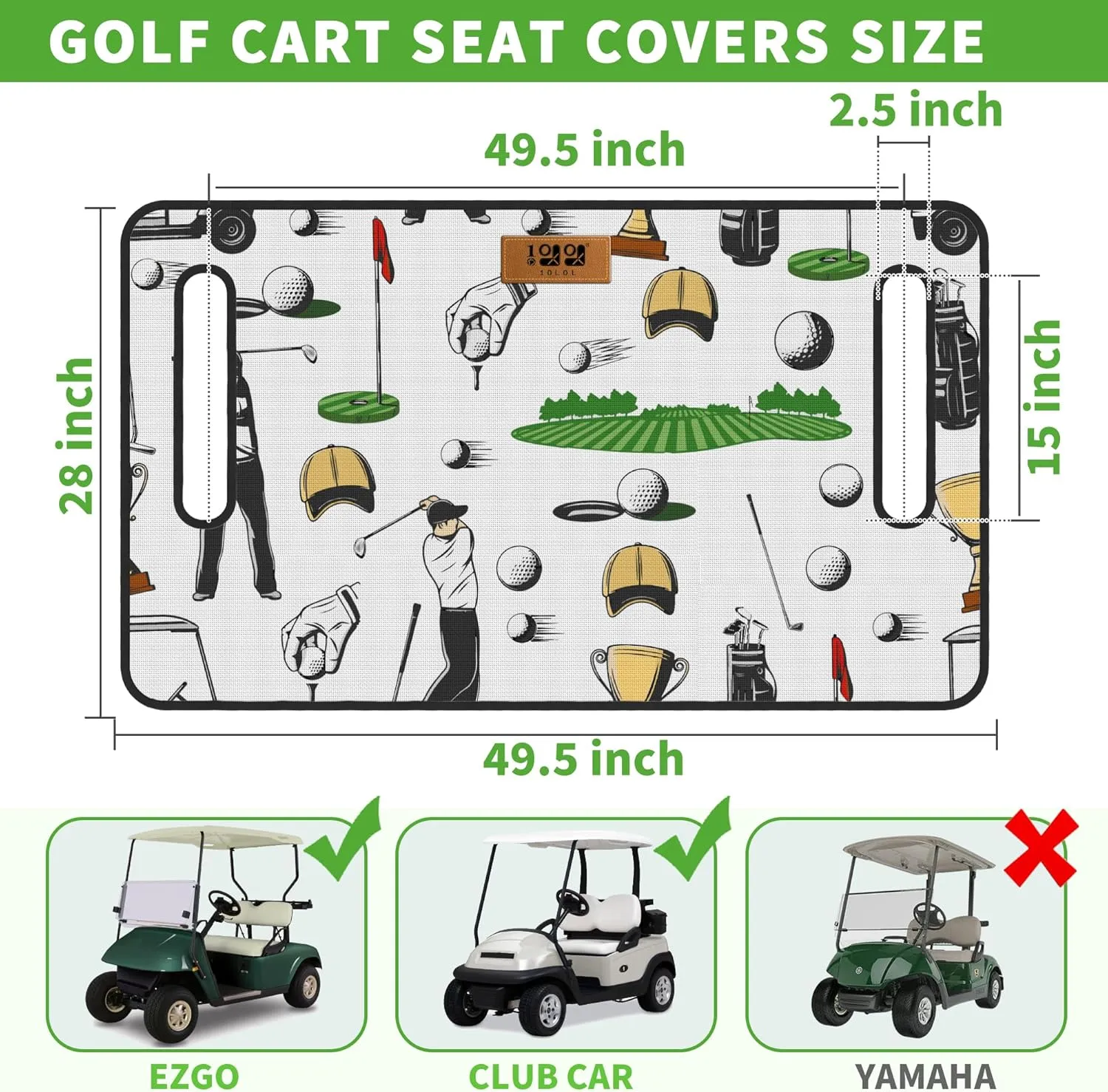 10L0L Universal Golf Cart Seat Cover Blanket Cushion Cover for EZGO TXT RXV/Club Car DS Precedent, Seat Towel for 2/4 Person Seats Suitable for All Weather