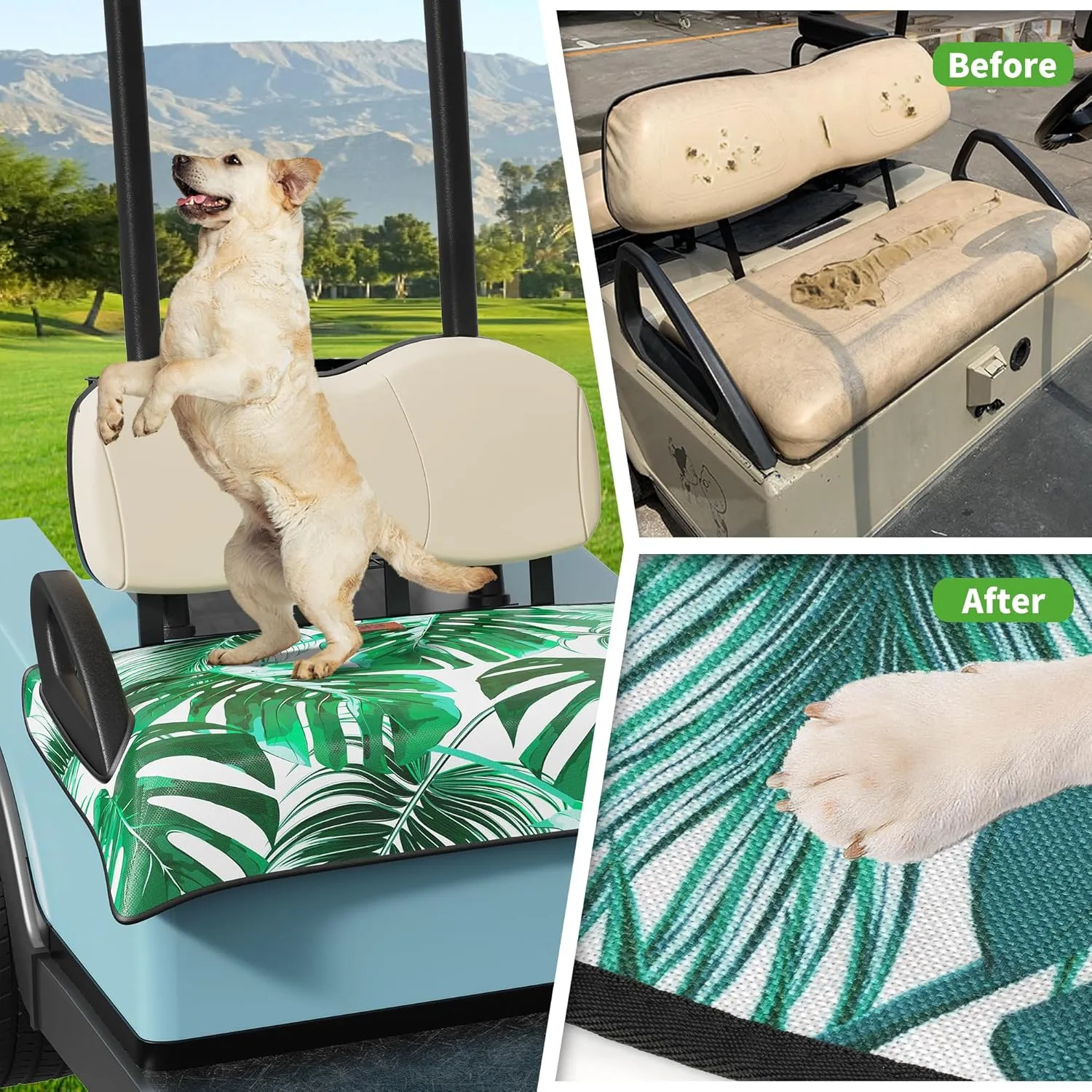 10L0L Universal Golf Cart Seat Cover Blanket Cushion Cover for EZGO TXT RXV/Club Car DS Precedent, Seat Towel for 2/4 Person Seats Suitable for All Weather
