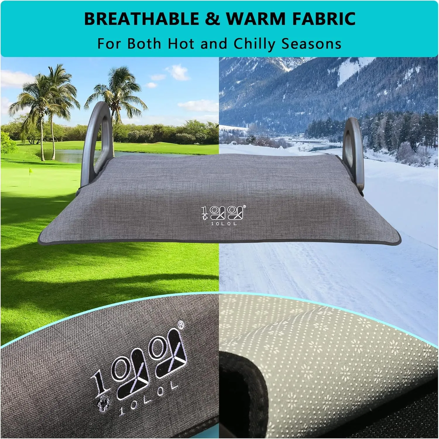 10L0L Universal Golf Cart Seat Cover Blanket Cushion Cover for EZGO TXT RXV/Club Car DS Precedent, Seat Towel for 2/4 Person Seats Suitable for All Weather