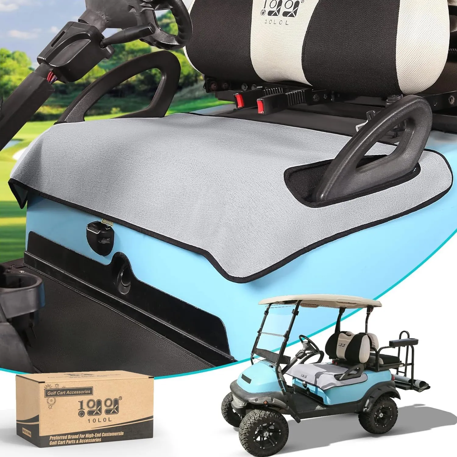 10L0L Universal Golf Cart Seat Cover Blanket Cushion Cover for EZGO TXT RXV/Club Car DS Precedent, Seat Towel for 2/4 Person Seats Suitable for All Weather