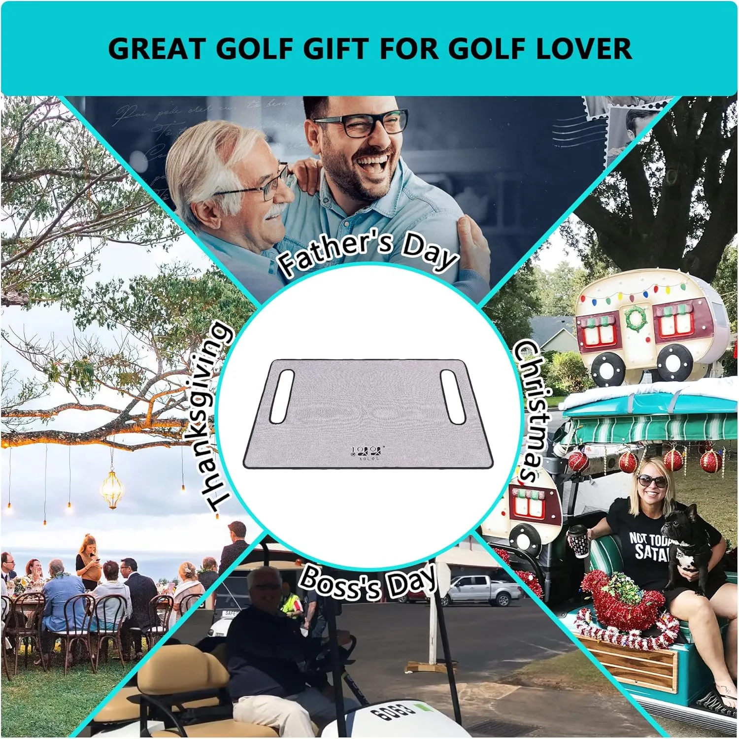 10L0L Universal Golf Cart Seat Cover Blanket Cushion Cover for EZGO TXT RXV/Club Car DS Precedent, Seat Towel for 2/4 Person Seats Suitable for All Weather