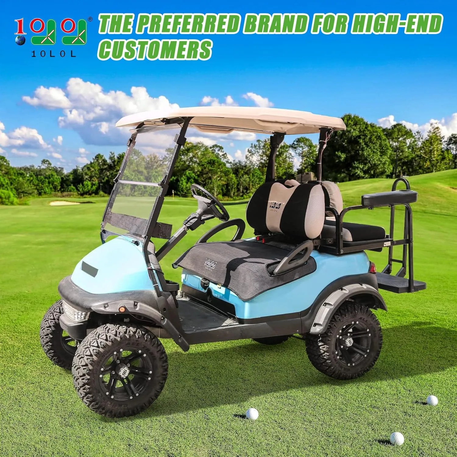 10L0L Universal Golf Cart Seat Cover Blanket Cushion Cover for EZGO TXT RXV/Club Car DS Precedent, Seat Towel for 2/4 Person Seats Suitable for All Weather