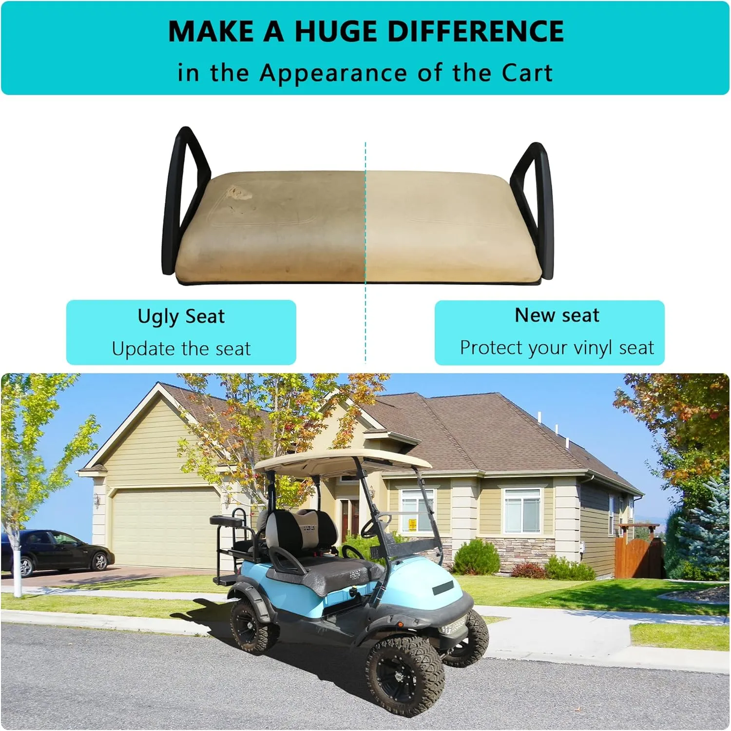 10L0L Universal Golf Cart Seat Cover Blanket Cushion Cover for EZGO TXT RXV/Club Car DS Precedent, Seat Towel for 2/4 Person Seats Suitable for All Weather