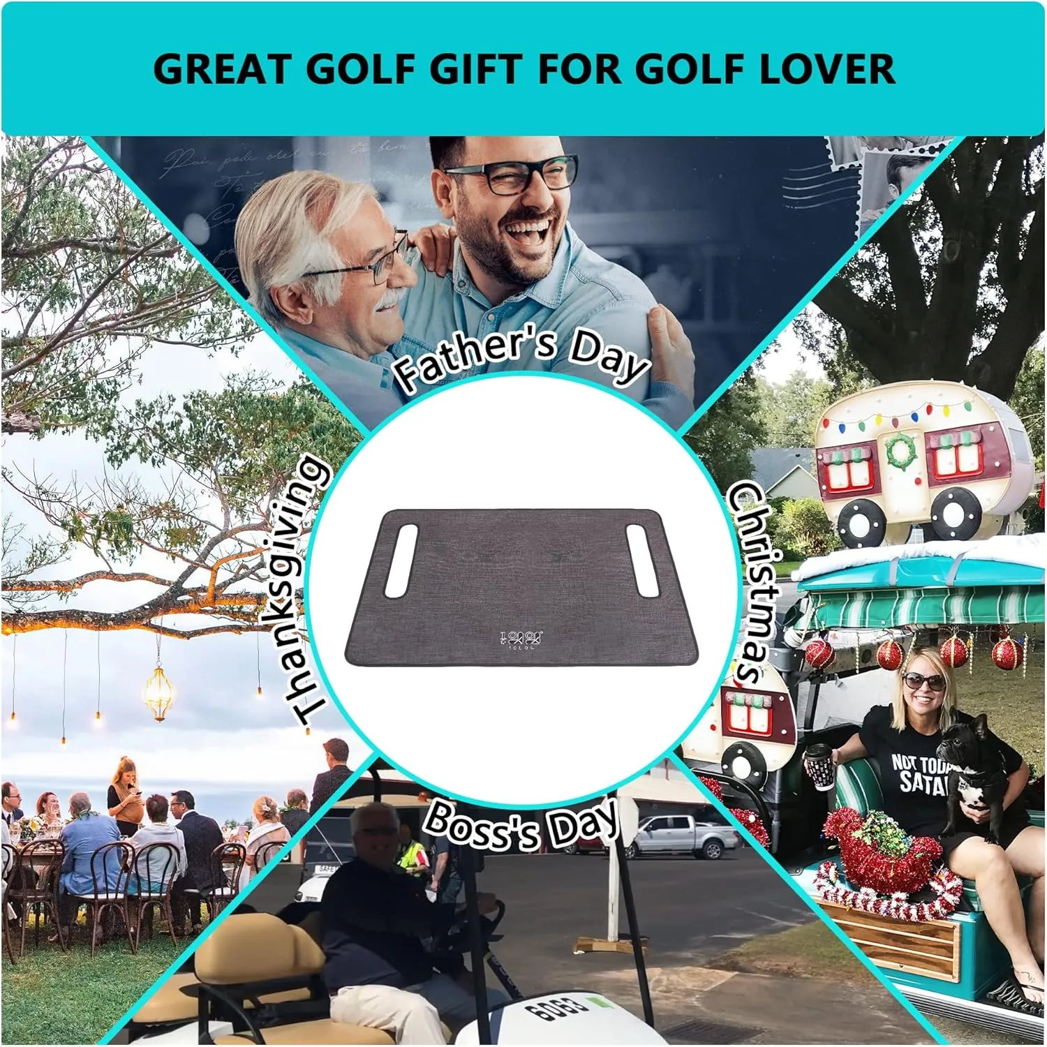 10L0L Universal Golf Cart Seat Cover Blanket Cushion Cover for EZGO TXT RXV/Club Car DS Precedent, Seat Towel for 2/4 Person Seats Suitable for All Weather