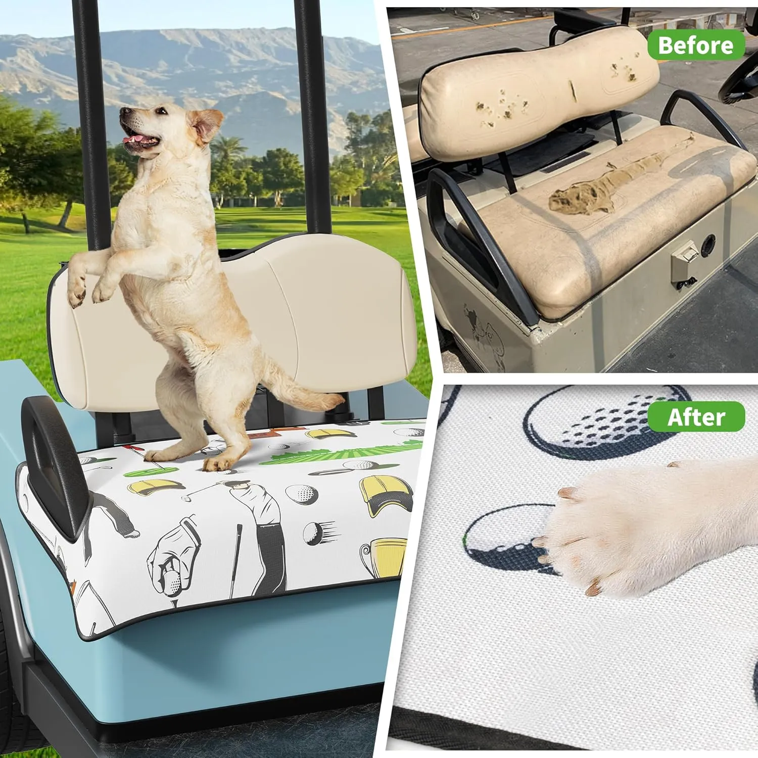 10L0L Universal Golf Cart Seat Cover Blanket Cushion Cover for EZGO TXT RXV/Club Car DS Precedent, Seat Towel for 2/4 Person Seats Suitable for All Weather