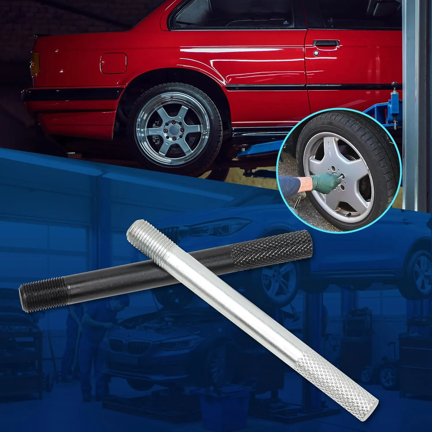 10PC Wheel Alignment Pin, Steel Alloy Wheel Hanger Alignment Pin Guide Tool, Wheel Lug Bolt Automotive Mechanic Tool M14x1.5/1.25, M12x1.5/1.25, M15*1.25
