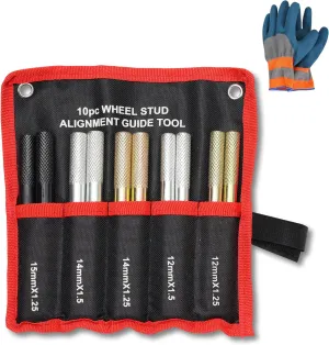 10PC Wheel Alignment Pin, Steel Alloy Wheel Hanger Alignment Pin Guide Tool, Wheel Lug Bolt Automotive Mechanic Tool M14x1.5/1.25, M12x1.5/1.25, M15*1.25