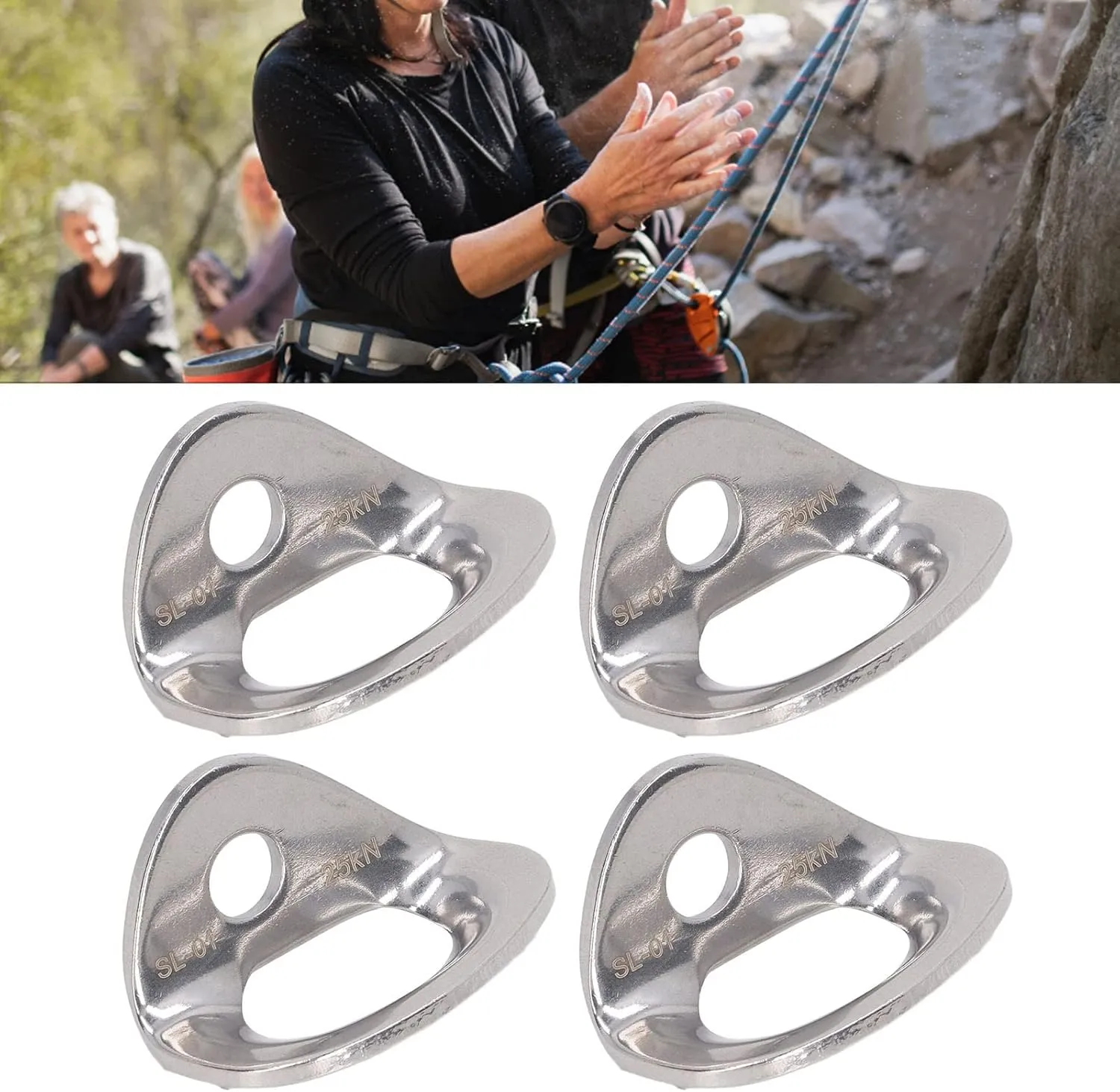 10Pcs Climbing Hanger, Lightweight Stainless Steel Rock Climbing Anchors, for Cave Exploration Engineering Protection