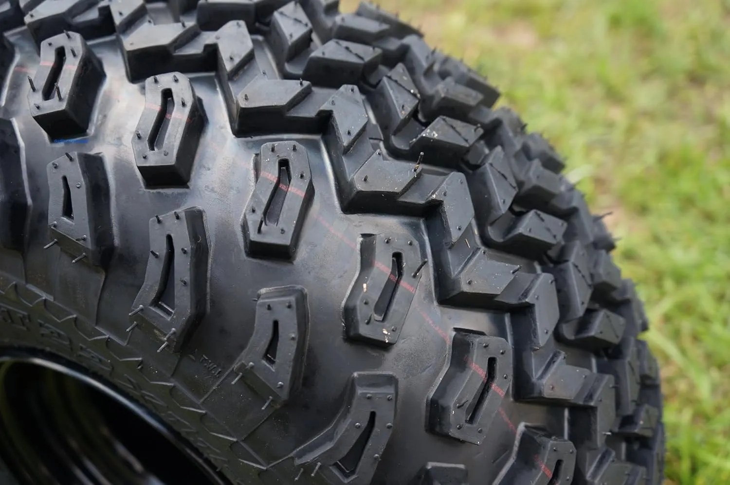 10" Machined/Black "VAMPIRE" Golf Cart Wheels and 22x11-10 All Terrain Golf Cart Tires - Set of 4