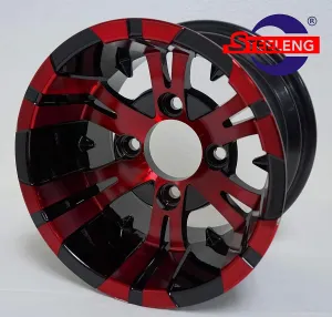 10" Vampire Red/Black Golf Cart Wheels and 18x9-10 DOT All Terrain Golf Cart Tires Combo - Set of 4 (Fits All Carts!)