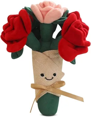 11" Hand-Woven Plush Flower Bouquet with Smiling Face - Soft Stuffed Floral Bouquet, Cute Kawaii Gift for Valentine’s Day, Birthdays, Graduation, Wife, Girlfriend & Mom
