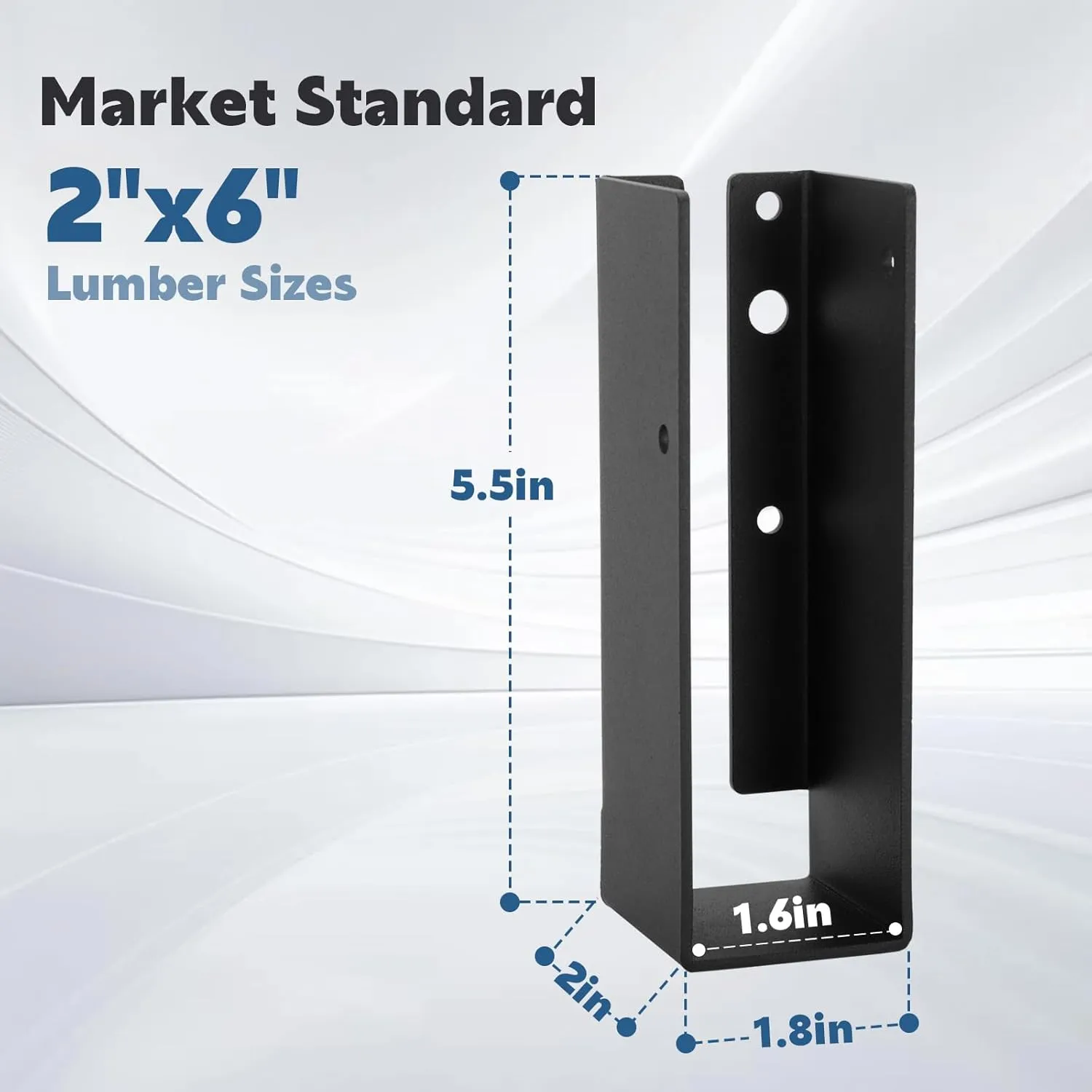 12 Pcs of 2x6 Joist Hangers, Concealed Joist Hangers, Q235B Black Powder Coated Heavy Duty Solid Steel Truss Brackets for 2 "x6 Beams, Swings, Floor Decks and Ceiling Truss Tie Brackets.