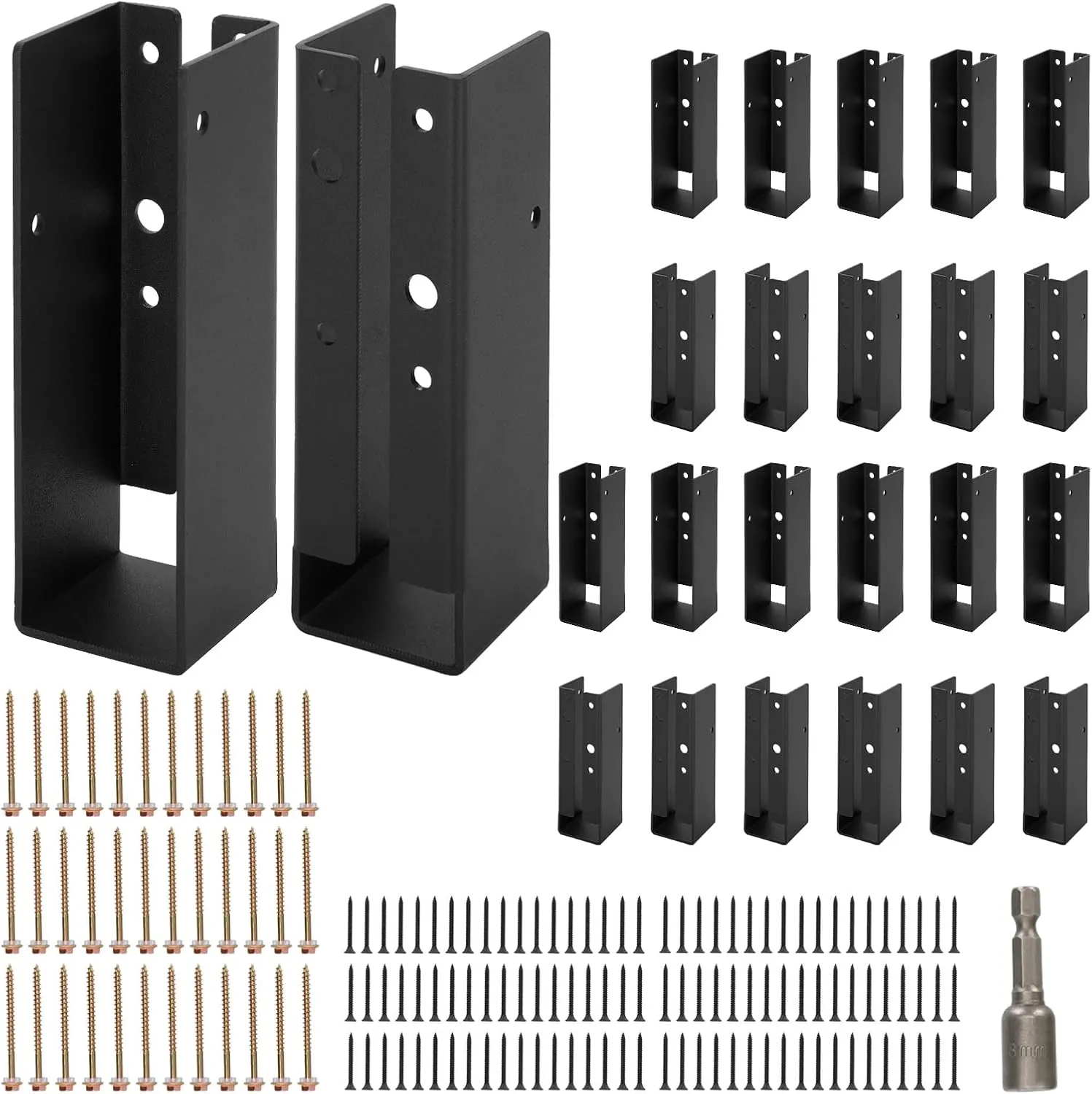 12 Pcs of 2x6 Joist Hangers, Concealed Joist Hangers, Q235B Black Powder Coated Heavy Duty Solid Steel Truss Brackets for 2 "x6 Beams, Swings, Floor Decks and Ceiling Truss Tie Brackets.