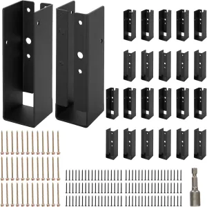 12 Pcs of 2x6 Joist Hangers, Concealed Joist Hangers, Q235B Black Powder Coated Heavy Duty Solid Steel Truss Brackets for 2 "x6 Beams, Swings, Floor Decks and Ceiling Truss Tie Brackets.