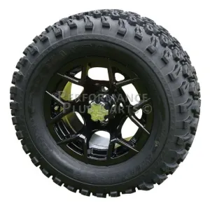 12" Rally Black Golf Cart Wheels with 23" All Terrain Tires - Set of 4