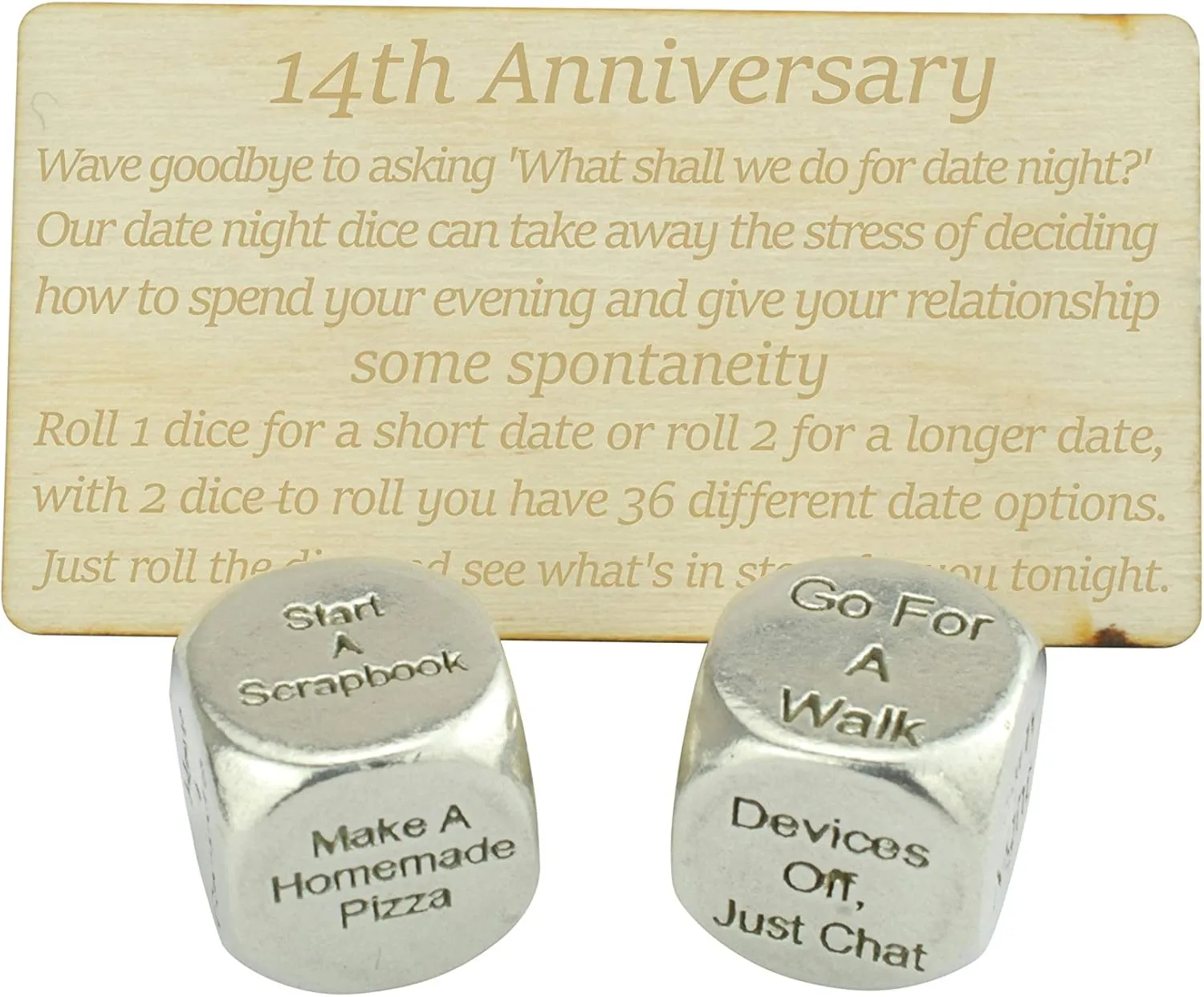 14 Year Anniversary Metal Date Night Dice - Create a Unique 14th Anniversary Date Night
