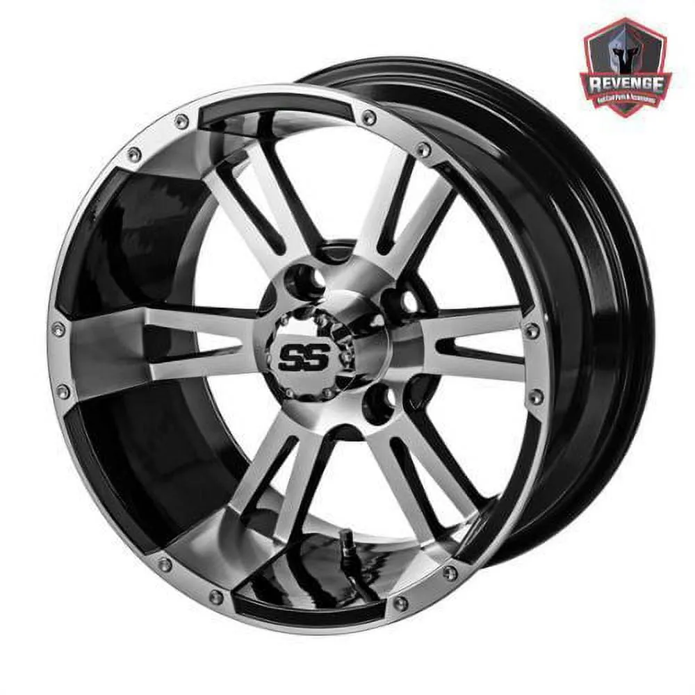 14" Raptor Machined Black Golf Cart Wheels on Tires Combo (23X10-14) Set of 4
