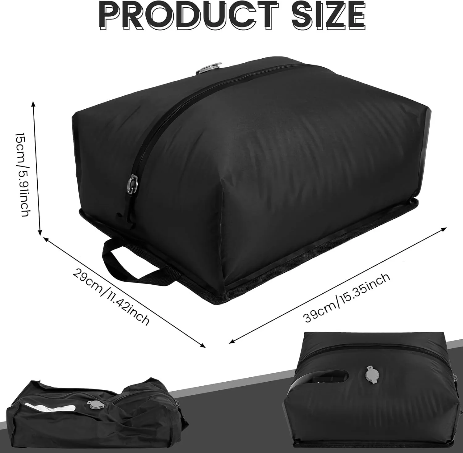 16L One Way Valve Vacuum Compression Bag Waterproof Airtight Zipper Closure Travel Vacuum Bag With Visible Window for Traveler Camper(black,16L)