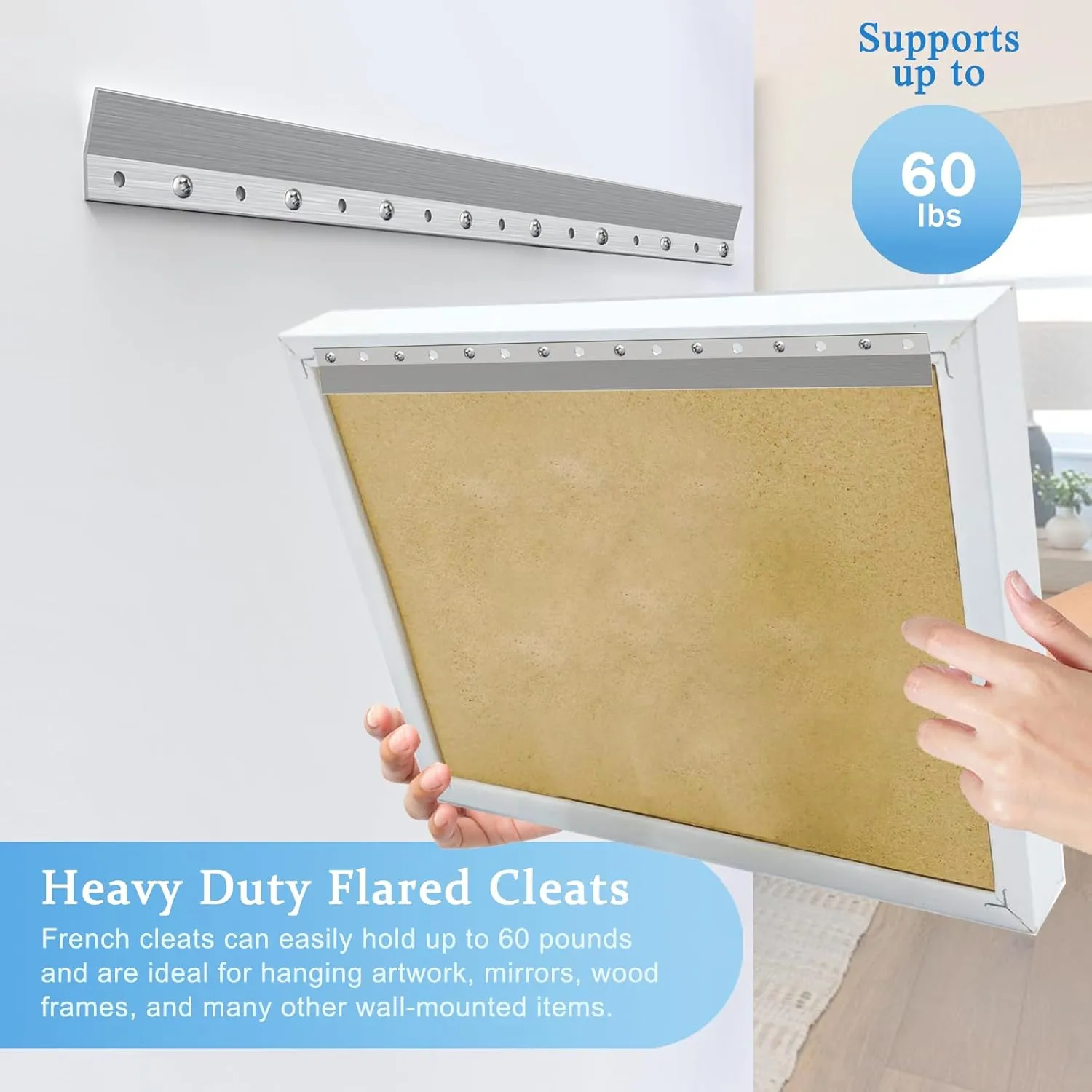 16"-10 Pairs French Cleat Hanger,Z-Hanger Picture Hanging Kit,Wall Mounting Brackets Cleat Picture Hanger Kit Z Bar Clips for Hanger Supports 60 lbs,Z Bar Hanger for Pictures,Mirrors,and Art
