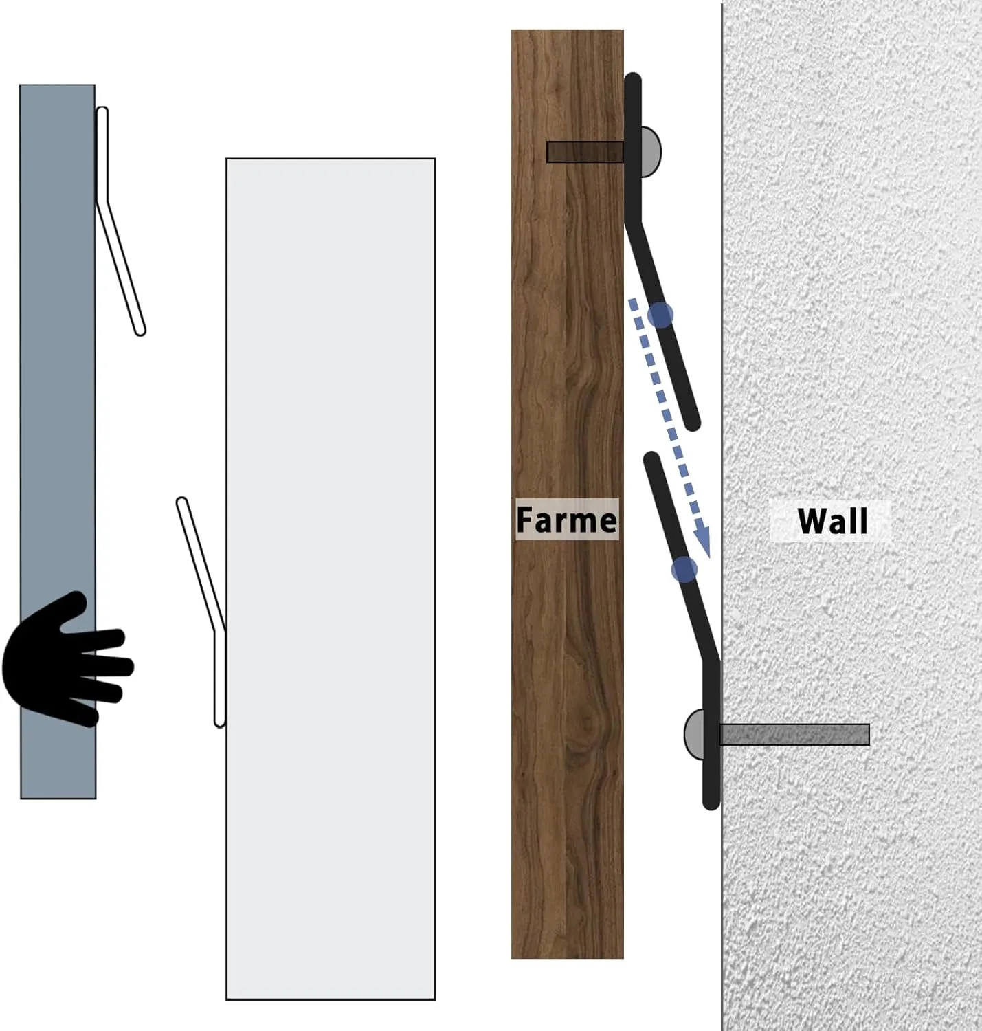 16"-6 Pairs French Cleat Hanger,Z-Hanger Picture Hanging Kit,Wall Mounting Brackets Cleat Picture Hanger Kit Z Bar Clips for Hanger Supports 60 lbs,Z Bar Hanger for Pictures,Mirrors,and Art