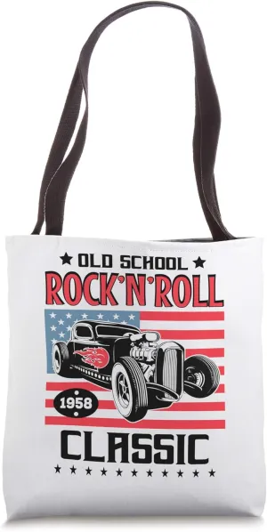 1950s Sock Hop Rockabilly Doo Wop Rock and Roll Retro Hotrod Tote Bag
