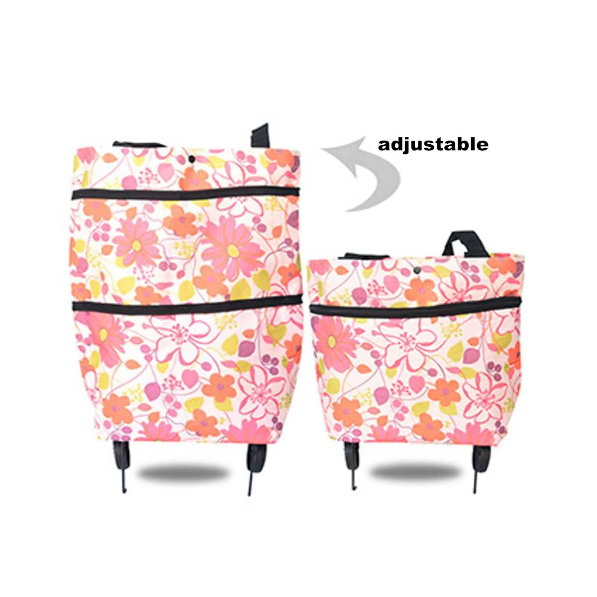 2 in 1 Foldable Shopping Cart with Wheels Premium Oxford Fabric