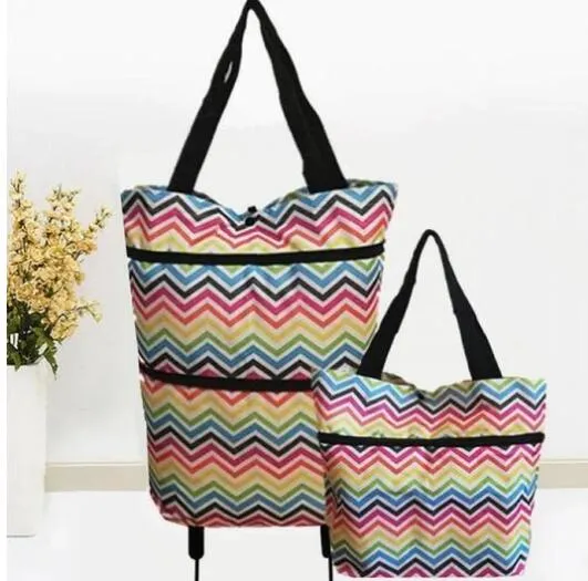 2 in 1 Foldable Shopping Cart with Wheels Premium Oxford Fabric