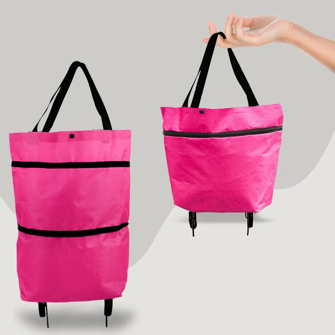 2 in 1 Foldable Shopping Cart with Wheels Premium Oxford Fabric