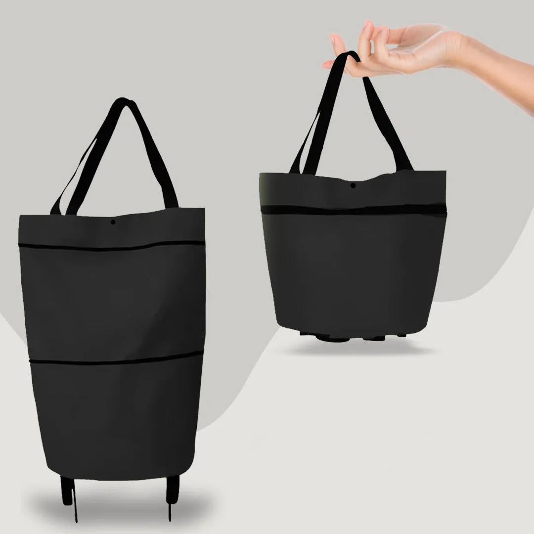2 in 1 Foldable Shopping Cart with Wheels Premium Oxford Fabric
