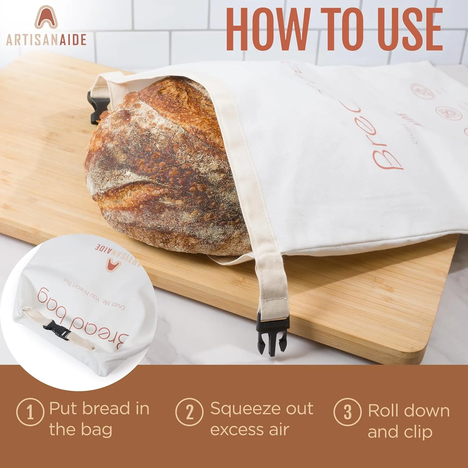 2 Pack 12x17 Bread Bags, Bread Storage for Homemade Sourdough, Reusable Bread Bags for Homemade Bread, Buckle Closure, Machine Washable, Freezer Safe, BPA Free, Gifts for Sourdough Bakers