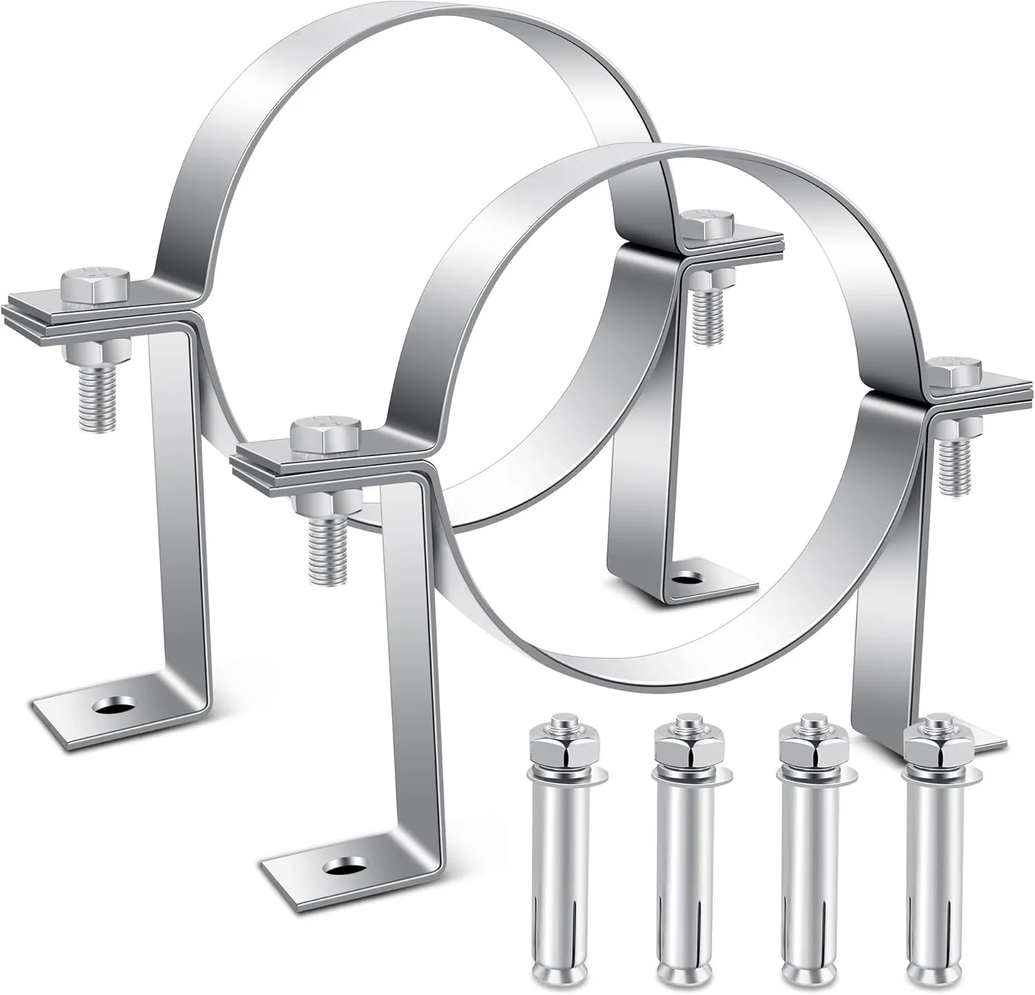 2 Pcs 6 Inch B Vent Wall Strap Round Gas Vent Pipe Strap,B Vent Wall Bracket,Adjustable Galvanized Rigid Spit Ring Hanger