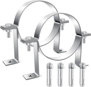 2 Pcs 6 Inch B Vent Wall Strap Round Gas Vent Pipe Strap,B Vent Wall Bracket,Adjustable Galvanized Rigid Spit Ring Hanger