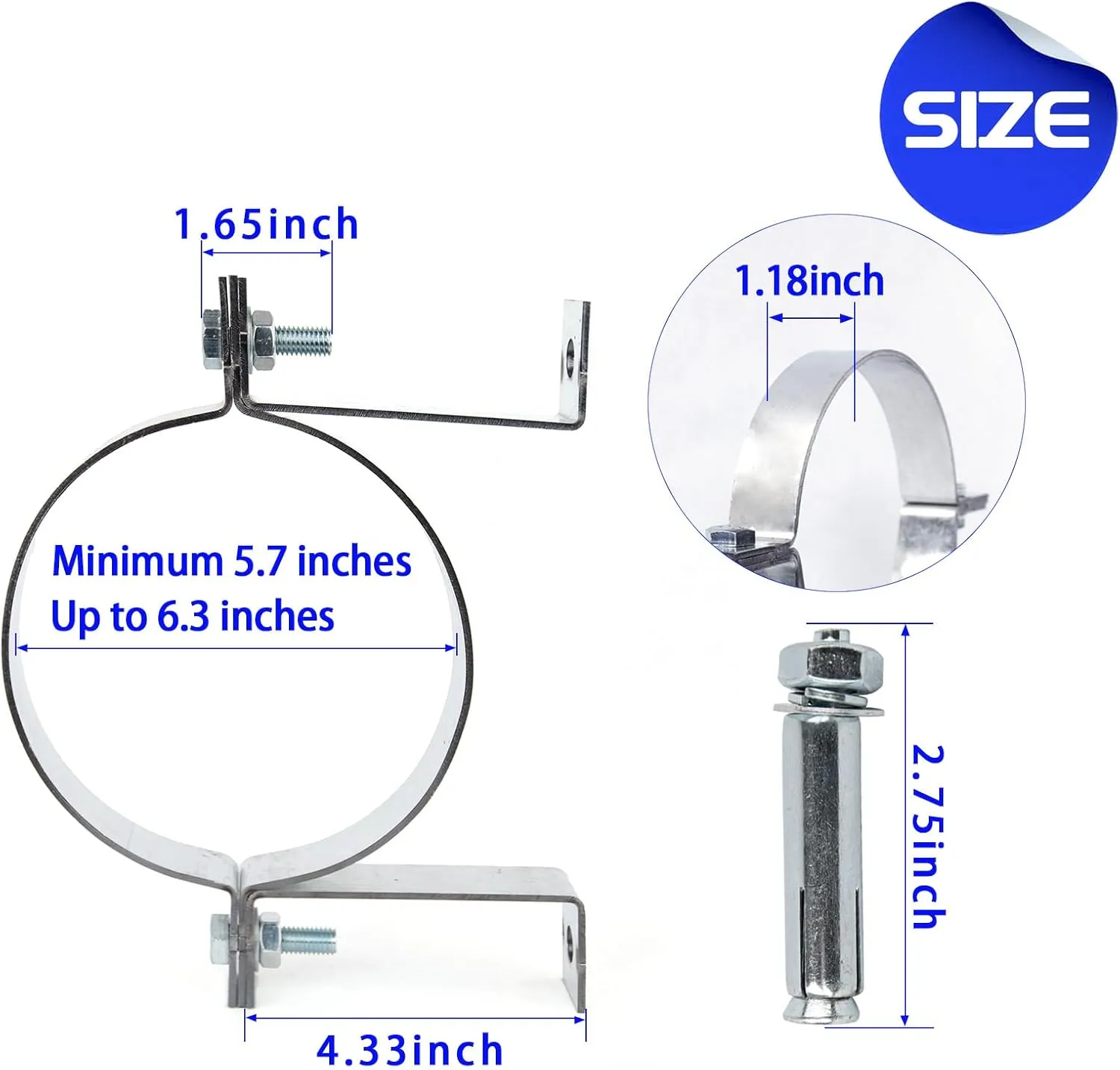 2 Pcs 6 Inch B Vent Wall Strap Round Gas Vent Pipe Strap,B Vent Wall Bracket,Adjustable Galvanized Rigid Spit Ring Hanger