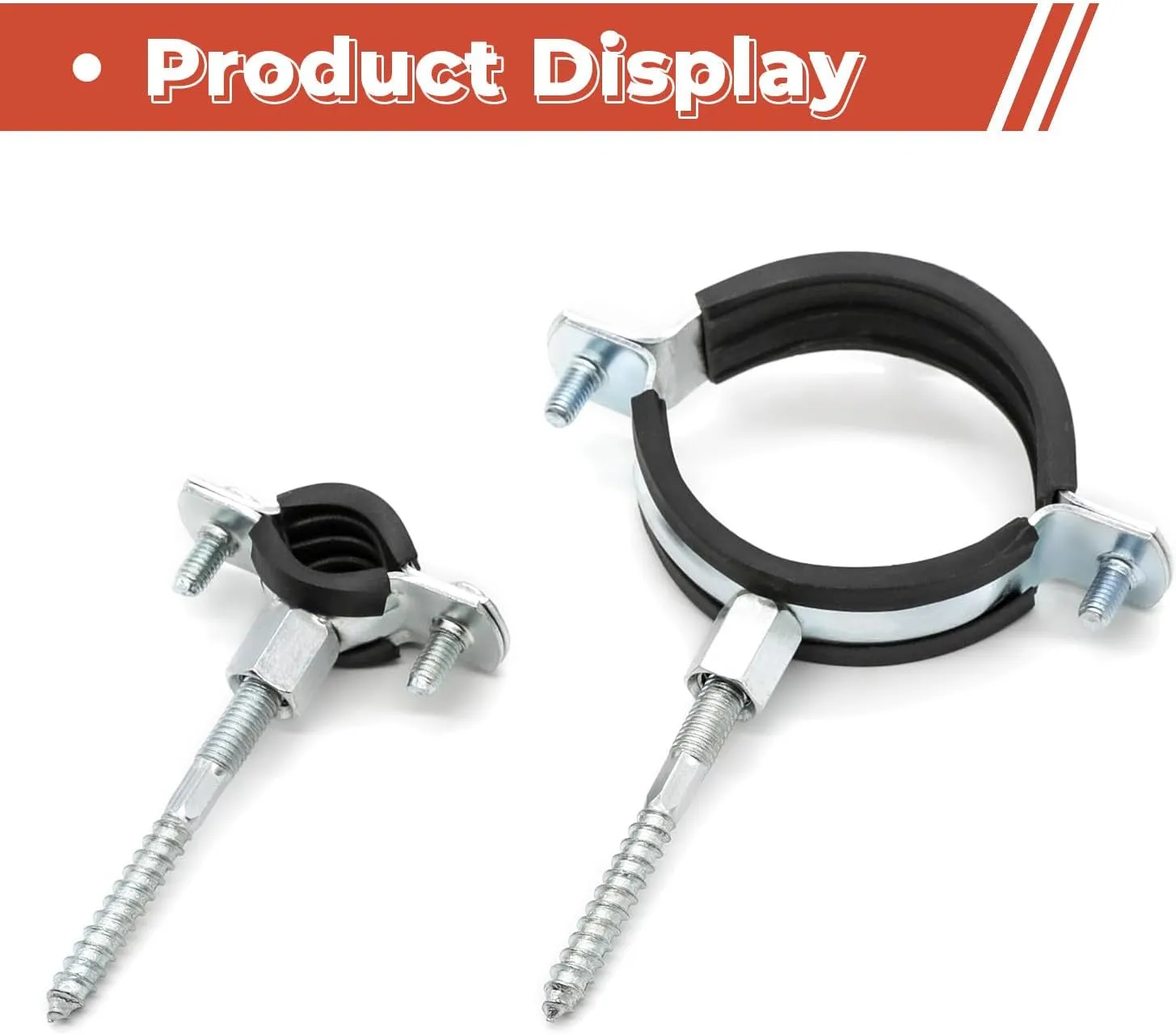 2 Pcs 6.3-6.5 Inch Split Ring Pipe Hanger, 159-166mm Heavy Duty Adjustable Pipe Bracket Clamp with Screw & Expansion Tube, Wall Ceiling Mount Combination Thread M8/M10 Metal Pipe Clamps