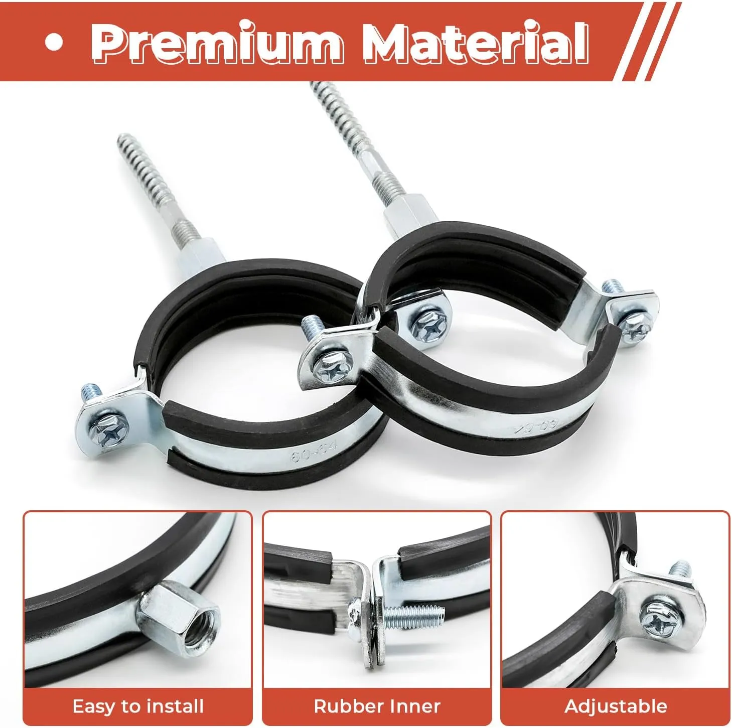 2 Pcs 6.3-6.5 Inch Split Ring Pipe Hanger, 159-166mm Heavy Duty Adjustable Pipe Bracket Clamp with Screw & Expansion Tube, Wall Ceiling Mount Combination Thread M8/M10 Metal Pipe Clamps