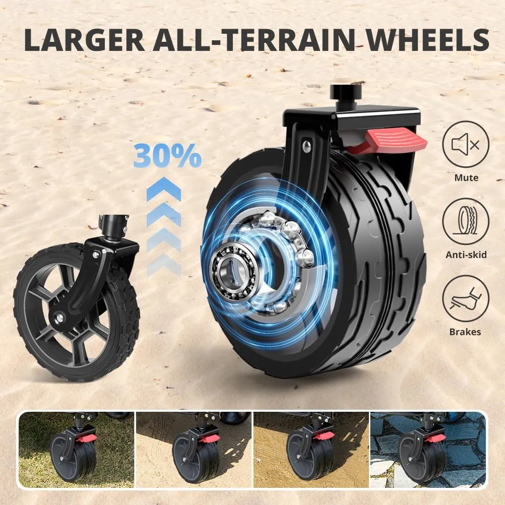 220L Collapsible Wagon with Big Wheels - Heavy Duty Utility Foldable Cart, All-Terrain Wheel & Drink Holders Portable Grocery Carts for Outdoor, Travel, Camping, Beach, Garden,Fishing