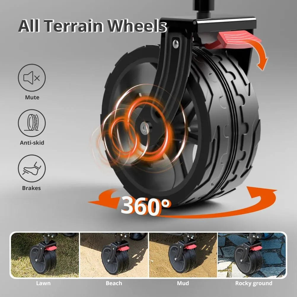 220L Collapsible Wagon with Big Wheels - Heavy Duty Utility Foldable Cart, All-Terrain Wheel & Drink Holders Portable Grocery Carts for Outdoor, Travel, Camping, Beach, Garden,Fishing